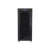 Lanberg FF01-8037-12BL 19" 37U SZÉL:800mm MÉLY:1000mm MAG:1883mm lapraszerelt LCD üvegajtós fekete rack szekrény