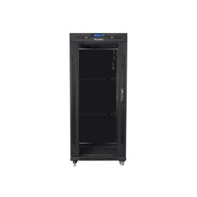   Lanberg FF01-8037-12BL 19" 37U SZÉL:800mm MÉLY:1000mm MAG:1883mm lapraszerelt LCD üvegajtós fekete rack szekrény