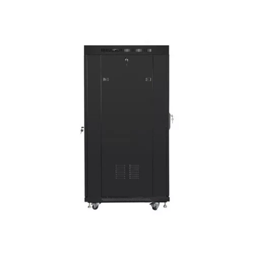 Lanberg FF01-8037-12BL 19" 37U SZÉL:800mm MÉLY:1000mm MAG:1883mm lapraszerelt LCD üvegajtós fekete rack szekrény