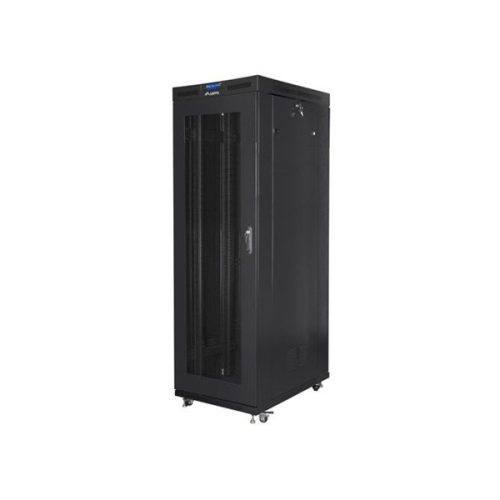Lanberg FF01-8037-23BL 19" 37U SZÉL:800mm MÉLY:1000mm MAG:1876mm lapraszerelt LCD hálós fémajtós fekete rack szekrény
