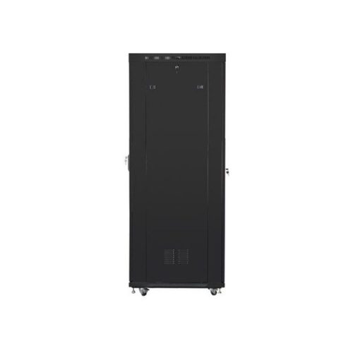 Lanberg FF01-6042-12BL 19" 42U SZÉL:600mm MÉLY:1000mm MAG:2097mm lapraszerelt LCD üvegajtós fekete rack szekrény