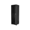 Lanberg FF01-6642-12B 19" 42U SZÉL:600mm MÉLY:600mm MAG:2047mm lapraszerelt üvegajtós fekete rack szekrény