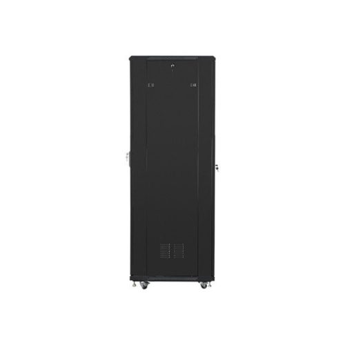 Lanberg FF01-6842-12B 19" 42U SZÉL:600mm MÉLY:800mm MAG:2047mm lapraszerelt üvegajtós fekete rack szekrény