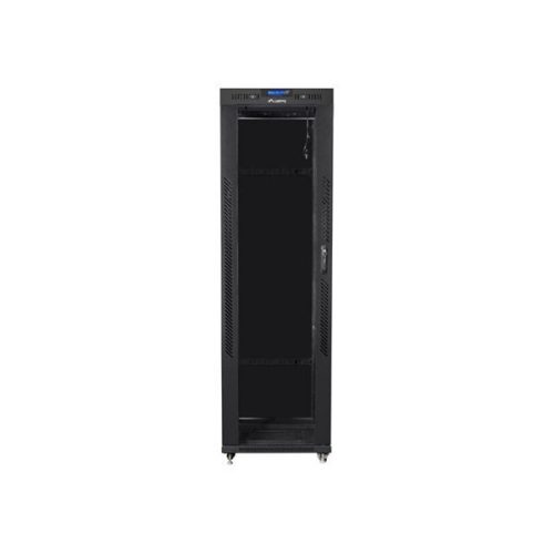 Lanberg FF01-6842-12BL 19" 42U SZÉL:600mm MÉLY:800mm MAG:2097mm lapraszerelt LCD üvegajtós fekete rack szekrény