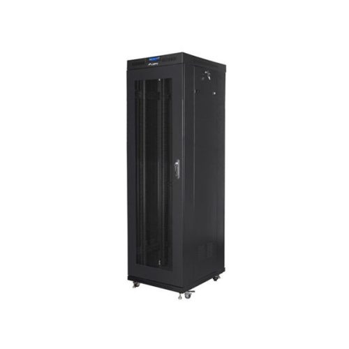 Lanberg FF01-6842-23BL 19" 42U SZÉL:600mm MÉLY:800mm MAG:2097mm lapraszerelt LCD hálós fémajtós fekete rack szekrény