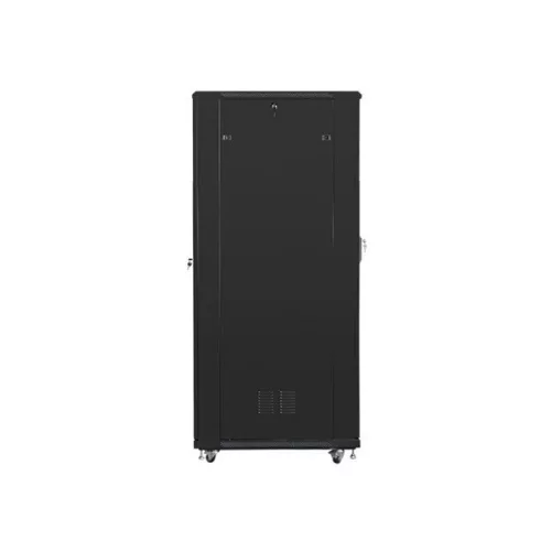 Lanberg FF01-8042-12B 19" 42U SZÉL:800mm MÉLY:1000mm MAG:2047mm lapraszerelt üvegajtós fekete rack szekrény
