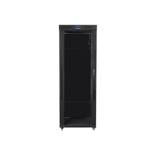 Lanberg FF01-8042-12BL 19" 42U SZÉL:800mm MÉLY:1000mm MAG:2097mm lapraszerelt LCD üvegajtós fekete rack szekrény