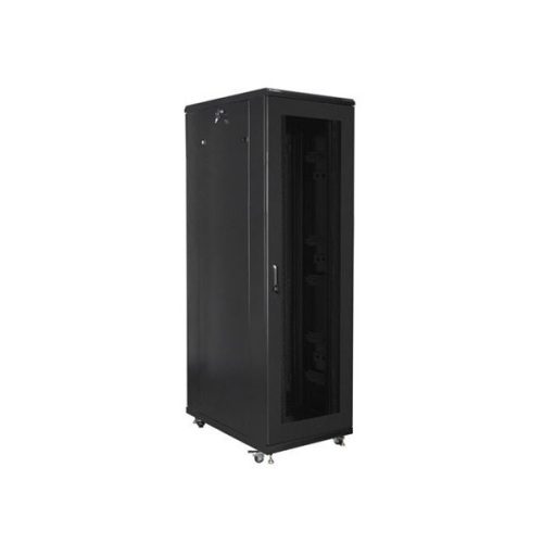 Lanberg FF01-8042-23B 19" 42U SZÉL:800mm MÉLY:1000mm MAG:2047mm lapraszerelt hálós fémajtós fekete rack szekrény
