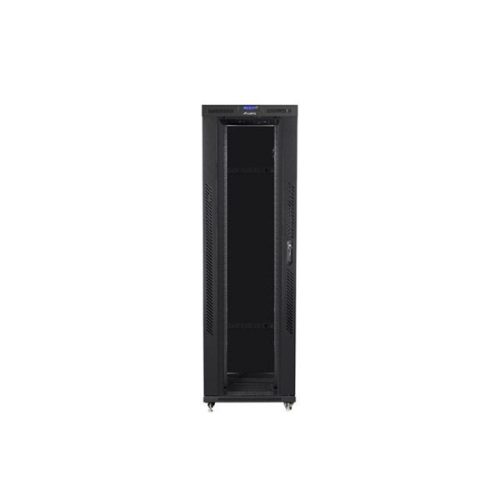 Lanberg FF01-8242-12BL 19" 42U SZÉL:800mm MÉLY:1200mm MAG:2097mm lapraszerelt LCD üvegajtós fekete rack szekrény