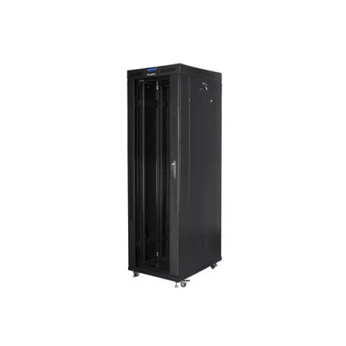 Lanberg FF01-8842-12BL 19" 42U SZÉL:800mm MÉLY:800mm MAG:2097mm LCD lapraszerelt üvegajtós fekete rack szekrény