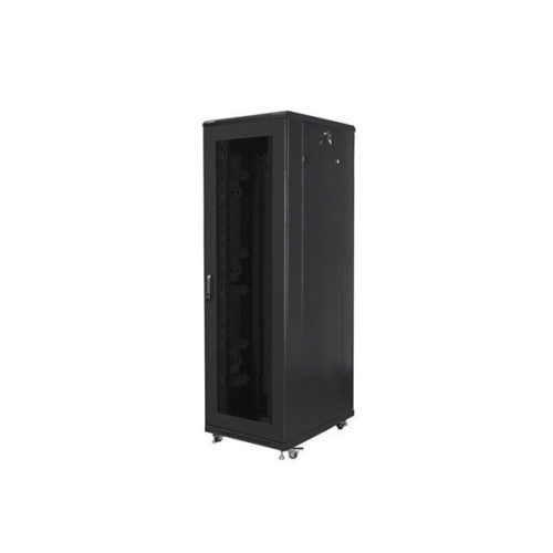 Lanberg FF01-8842-23B 19" 42U SZÉL:800mm MÉLY:800mm MAG:2047mm lapraszerelt hálós fémajtós fekete rack szekrény
