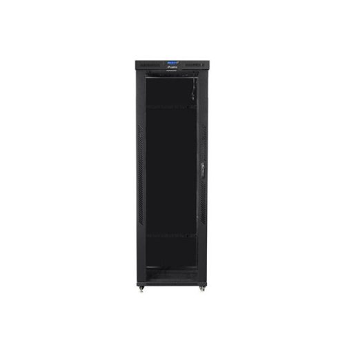 Lanberg FF01-8047-12BL 19" 47U SZÉL:800mm MÉLY:1000mm MAG:2320mm lapraszerelt LCD üvegajtós fekete rack szekrény