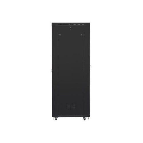 Lanberg FF01-8047-12BL 19" 47U SZÉL:800mm MÉLY:1000mm MAG:2320mm lapraszerelt LCD üvegajtós fekete rack szekrény