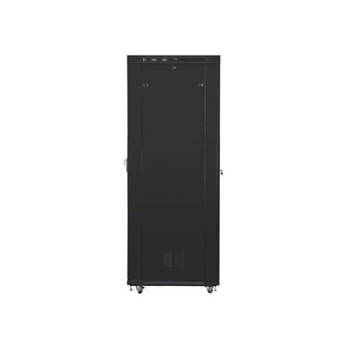 Lanberg FF01-8047-12BL 19" 47U SZÉL:800mm MÉLY:1000mm MAG:2320mm lapraszerelt LCD üvegajtós fekete rack szekrény