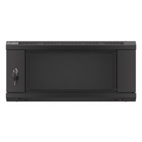   Lanberg WF01-6404-10B 19" 4U SZÉL:600mm MÉLY:450mm MAG:290mm lapraszerelt üvegajtós fekete fali rack szekrény