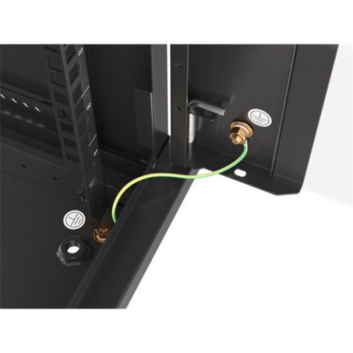Lanberg WF01-6404-10B 19" 4U SZÉL:600mm MÉLY:450mm MAG:290mm lapraszerelt üvegajtós fekete fali rack szekrény