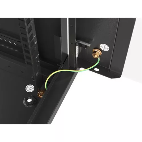 Lanberg WF01-6404-10B 19" 4U SZÉL:600mm MÉLY:450mm MAG:290mm lapraszerelt üvegajtós fekete fali rack szekrény