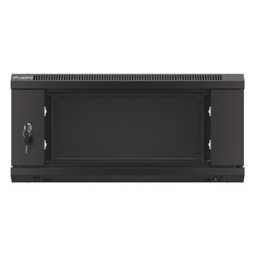   Lanberg WF01-6604-10B 19" 4U SZÉL:600mm MÉLY:600mm MAG:290mm lapraszerelt üvegajtós fekete fali rack szekrény