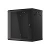 Lanberg WF01-6412-10B 19" 12U SZÉL:600mm MÉLY:450mm MAG:640mm lapraszerelt üvegajtós fekete fali rack szekrény