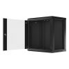 Lanberg WF01-6412-10B 19" 12U SZÉL:600mm MÉLY:450mm MAG:640mm lapraszerelt üvegajtós fekete fali rack szekrény