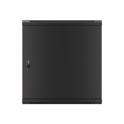Lanberg WF01-6412-00B 19" 12U SZÉL:600mm MÉLY:450mm MAG:645mm lapraszerelt fémajtós fekete fali rack szekrény
