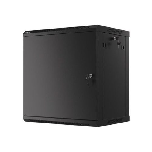Lanberg WF01-6412-00B 19" 12U SZÉL:600mm MÉLY:450mm MAG:645mm lapraszerelt fémajtós fekete fali rack szekrény