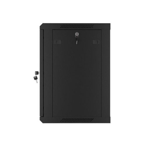 Lanberg WF01-6412-00B 19" 12U SZÉL:600mm MÉLY:450mm MAG:645mm lapraszerelt fémajtós fekete fali rack szekrény