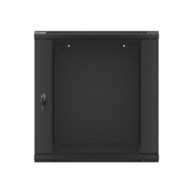   Lanberg WF01-6612-10B 19" 12U SZÉL:600mm MÉLY:600mm MAG:640mm lapraszerelt üvegajtós fekete fali rack szekrény