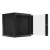 Lanberg WF01-6612-10B 19" 12U SZÉL:600mm MÉLY:600mm MAG:640mm lapraszerelt üvegajtós fekete fali rack szekrény
