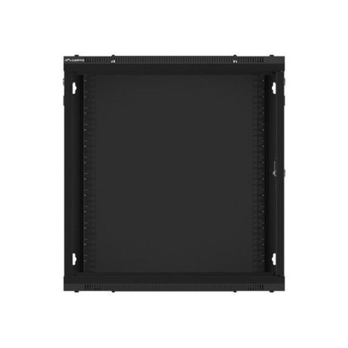 Lanberg WF01-6612-10B 19" 12U SZÉL:600mm MÉLY:600mm MAG:640mm lapraszerelt üvegajtós fekete fali rack szekrény