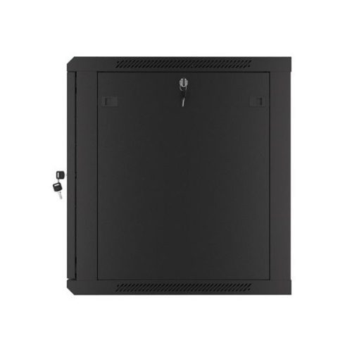 Lanberg WF01-6612-00B 19" 12U SZÉL:600mm MÉLY:600mm MAG:645mm lapraszerelt fémajtós fekete fali rack szekrény