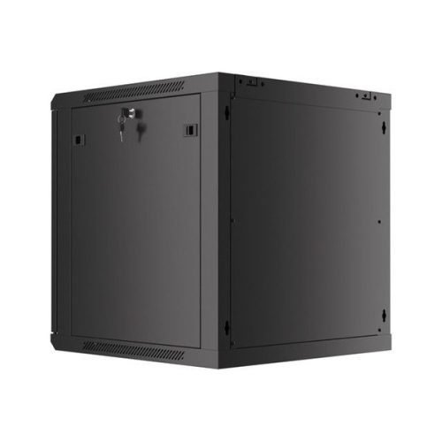 Lanberg WF01-6612-00B 19" 12U SZÉL:600mm MÉLY:600mm MAG:645mm lapraszerelt fémajtós fekete fali rack szekrény