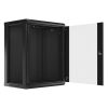 Lanberg WF01-6415-10B 19" 15U SZÉL:600mm MÉLY:450mm MAG:774mm lapraszerelt üvegajtós fekete fali rack szekrény