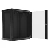 Lanberg WF01-6415-10B 19" 15U SZÉL:600mm MÉLY:450mm MAG:774mm lapraszerelt üvegajtós fekete fali rack szekrény