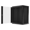 Lanberg WF01-6415-10B 19" 15U SZÉL:600mm MÉLY:450mm MAG:774mm lapraszerelt üvegajtós fekete fali rack szekrény