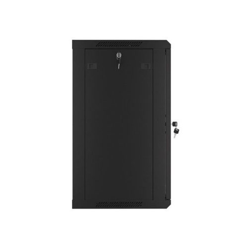 Lanberg WF01-6415-10B 19" 15U SZÉL:600mm MÉLY:450mm MAG:774mm lapraszerelt üvegajtós fekete fali rack szekrény