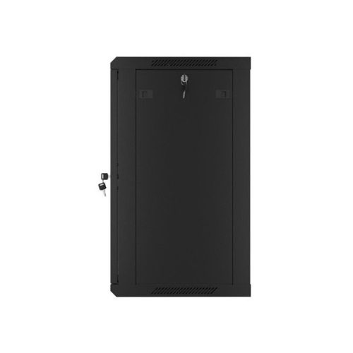 Lanberg WF01-6415-10B 19" 15U SZÉL:600mm MÉLY:450mm MAG:774mm lapraszerelt üvegajtós fekete fali rack szekrény