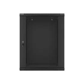   Lanberg WF01-6615-10B 19" 15U SZÉL:600mm MÉLY:600mm MAG:774mm lapraszerelt üvegajtós fekete fali rack szekrény