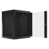 Lanberg WF01-6615-10B 19" 15U SZÉL:600mm MÉLY:600mm MAG:774mm lapraszerelt üvegajtós fekete fali rack szekrény