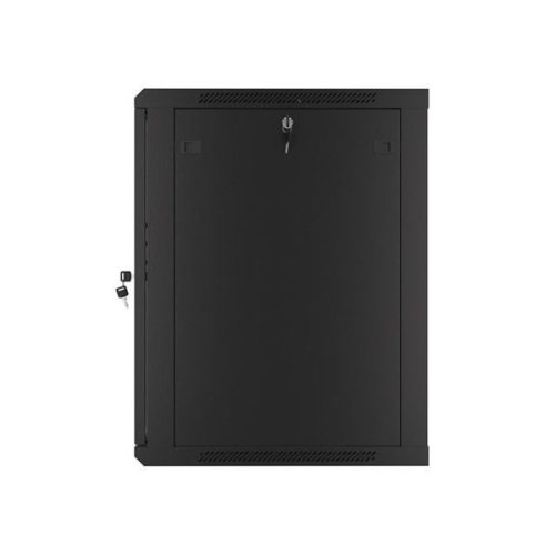 Lanberg WF01-6615-10B 19" 15U SZÉL:600mm MÉLY:600mm MAG:774mm lapraszerelt üvegajtós fekete fali rack szekrény