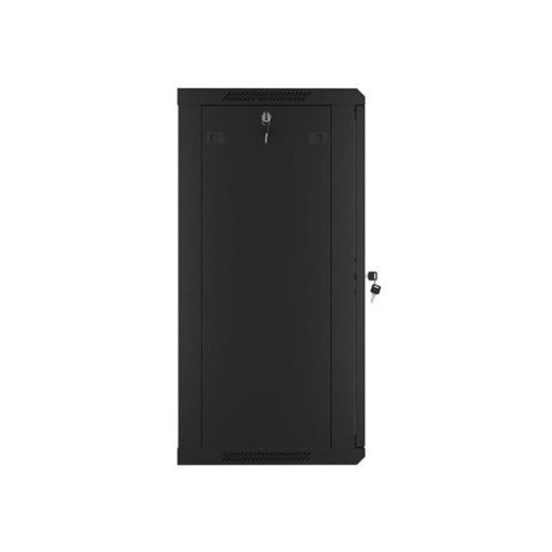 Lanberg WF01-6418-10B 19" 18U SZÉL:600mm MÉLY:450mm MAG:907mm lapraszerelt üvegajtós fekete fali rack szekrény