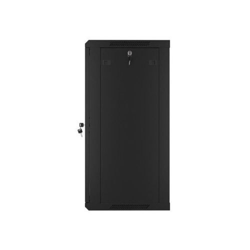 Lanberg WF01-6418-10B 19" 18U SZÉL:600mm MÉLY:450mm MAG:907mm lapraszerelt üvegajtós fekete fali rack szekrény