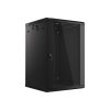 Lanberg WF01-6618-10B 19" 18U SZÉL:600mm MÉLY:600mm MAG:907mm lapraszerelt üvegajtós fekete fali rack szekrény