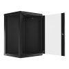 Lanberg WF01-6618-10B 19" 18U SZÉL:600mm MÉLY:600mm MAG:907mm lapraszerelt üvegajtós fekete fali rack szekrény