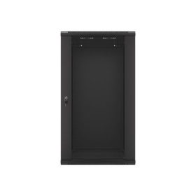   Lanberg WF01-6622-10B 19" 22U SZÉL:600mm MÉLY:600mm MAG:1085mm lapraszerelt üvegajtós fekete fali rack szekrény