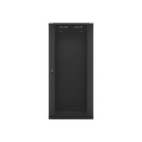   Lanberg WF01-6427-10B 19" 27U SZÉL:600mm MÉLY:450mm MAG:1307mm lapraszerelt üvegajtós fekete fali rack szekrény