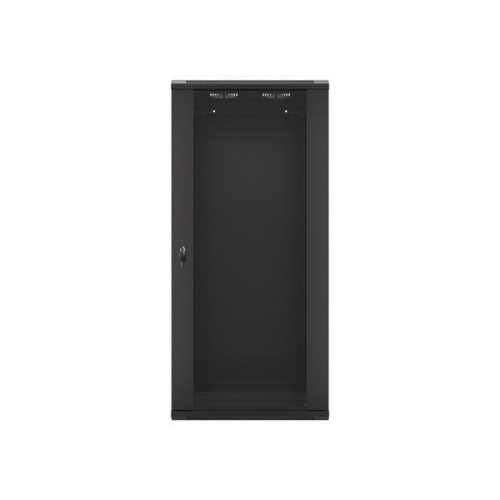 Lanberg WF01-6427-10B 19" 27U SZÉL:600mm MÉLY:450mm MAG:1307mm lapraszerelt üvegajtós fekete fali rack szekrény