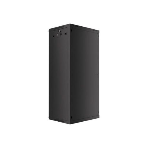 Lanberg WF01-6427-10B 19" 27U SZÉL:600mm MÉLY:450mm MAG:1307mm lapraszerelt üvegajtós fekete fali rack szekrény