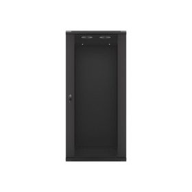   Lanberg WF01-6627-10B 19" 27U SZÉL:600mm MÉLY:600mm MAG:1307mm lapraszerelt üvegajtós fekete fali rack szekrény