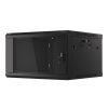 Lanberg WF01-6606-10B 19" 6U SZÉL:600mm MÉLY:600mm MAG:379mm lapraszerelt üvegajtós fekete fali rack szekrény